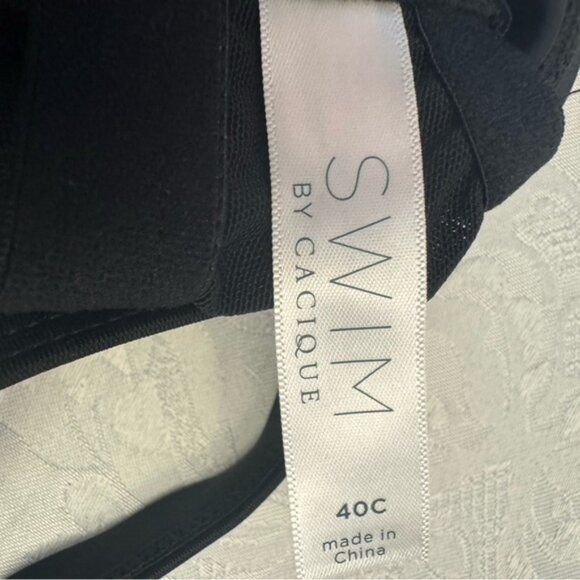 Swim By Cacique Balconette 40C Black Tankini Swimsuit Top Sheer Polka‎ Dot - Picture 5 of 11